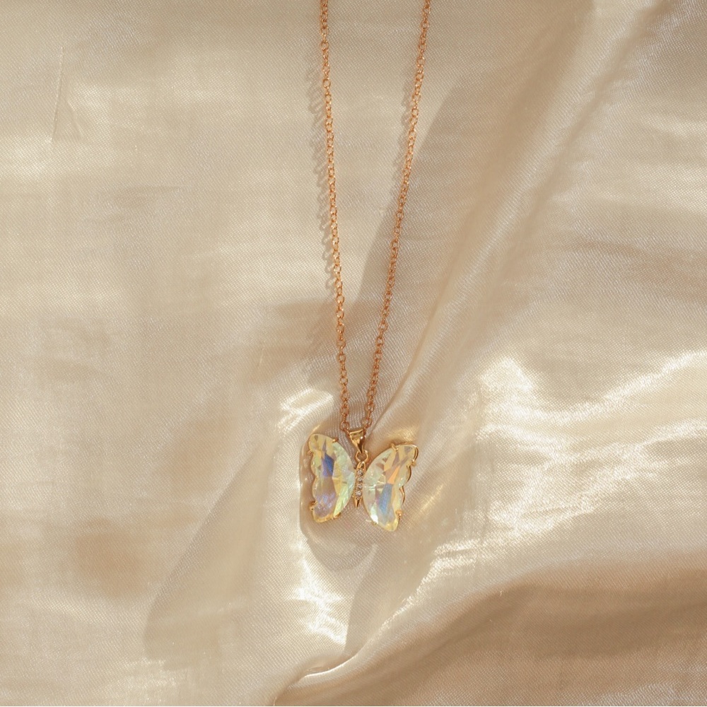 Gold Butterfly Pendant Necklace - Picture 8 of 9